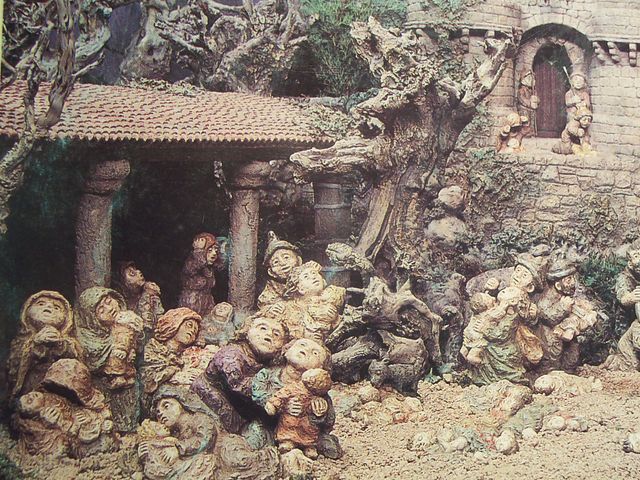 Belen de Baltar: pastores junto al castillo de Herodes mirando la estrella del cielo que anuncia el nacimiento de Jesús