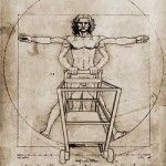 Hombre de Leonardo Da Vinci con un carro de la compra