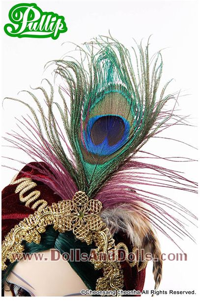 pullip saras: turbante pluma pavo real tocado