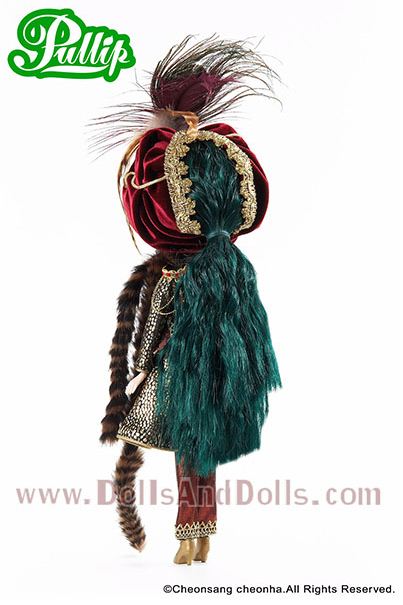 pullip saras vista posterior melena verde coleta pelo