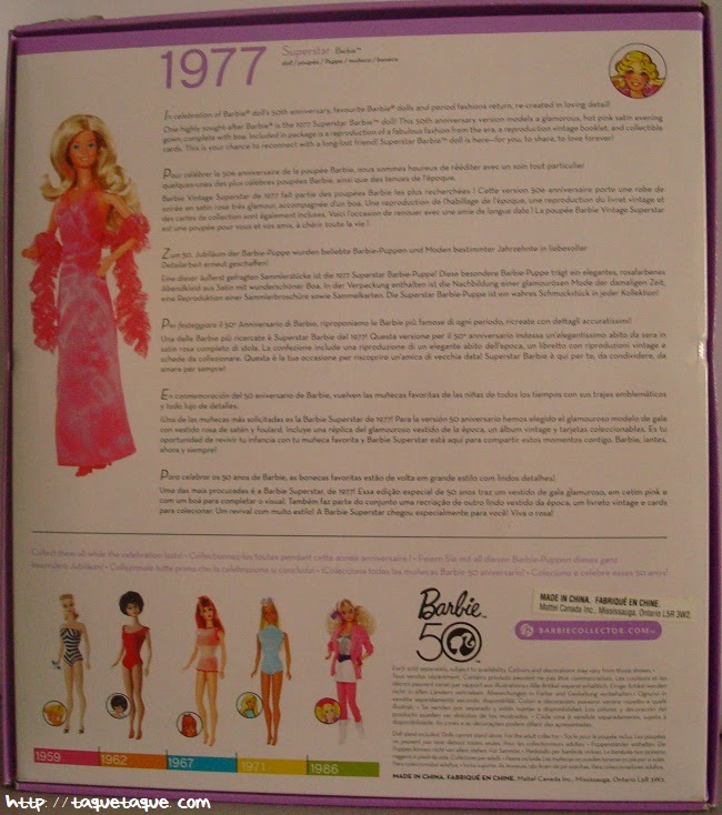 mi Babie Favorita 1977 - Barbie Superstar: parte trasera de la caja