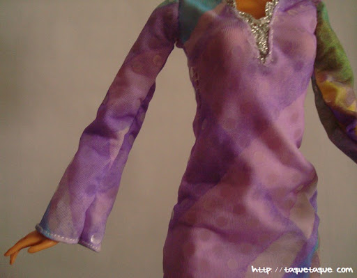 Diseños OOAK DIY by Taque-Taque para Barbie Fashionista: detalle de la parte superior del vestido