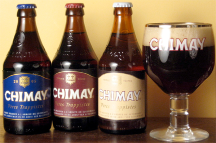 Bruselas Valonia: Cerveza de abadia Chimay y sus tres variedades en sus respectivas botellas