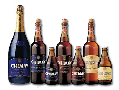 Bruselas Valonia: Cerveza de abadia Chimay: sus diferentes variedades presentadas en botellas de distintos tamaños