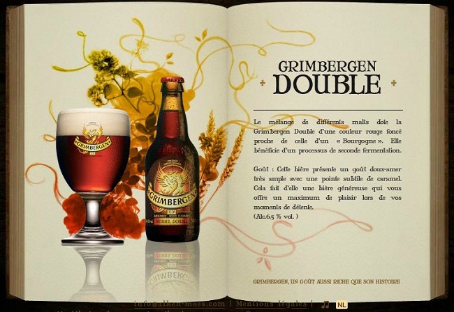 Bruselas Valonia: Pagina web de la cerveza de abadia Grimbergen donde se explican las caracteristicas de la Grimbergen doble