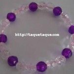 pulsera con abalorios transparentes y violetas