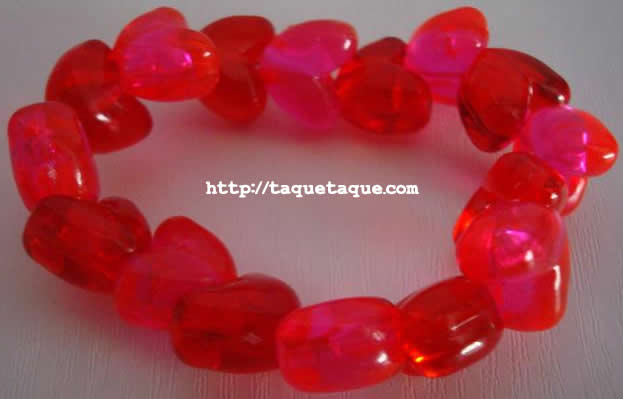 pulsera de corazones transparentes rojos y rosas pulsera de corazones transparentes rojos y rosas