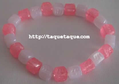 pulsera con abalorios cuadrados rosas y blancos pulsera con abalorios cuadrados rosas y blancos