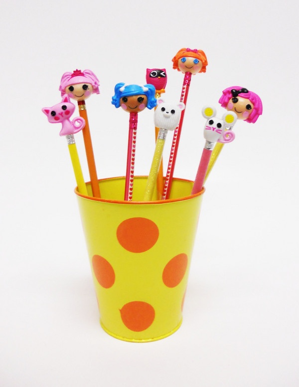 cabezas de las mini Lalaloopsys y sus repectivas mascotas para lápices, bolígrafos...