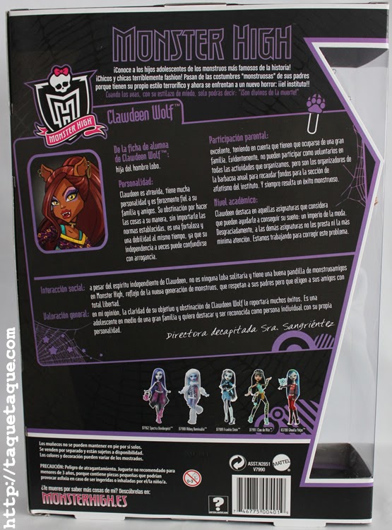 Clawdeen Wolf - School's Out (parte trasera de la caja)
