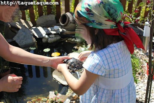 Rosi y Paola soltando las tortugas en el estanque de su jardín (Santiago de Compostela) Rosi y Paola soltando las tortugas en el estanque de su jardín (Santiago de Compostela)