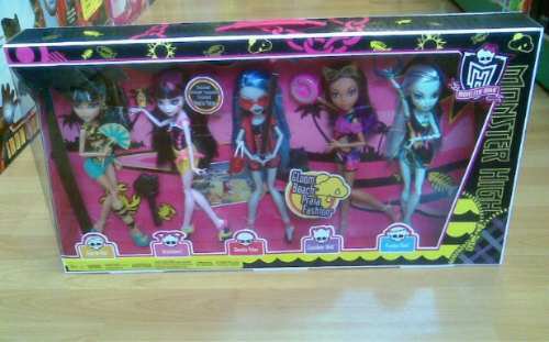 Gloom Beach Wave 2: pack de 5 chicas: Frankie, Cleo, Draculaura, Clawdeen + Ghoulia