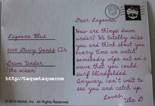 Postal de Draculaura para su amiga Lagoona Blue