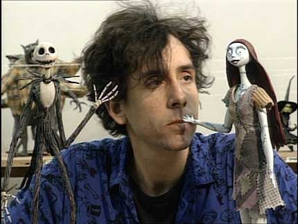 Tim Burton con Jack y Sally - Pesadilla antes de Navidad, una de sus películas de más éxito