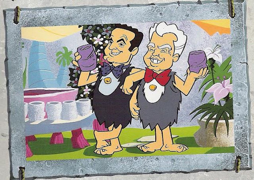 Este es el cameo de William Hanna y Joseph Barbera, más conocidos como "Hanna - Barbera" son los "padres" de "The Flintstones".