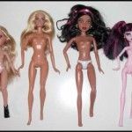 Comparativa de los cuerpos de varias muñecas articuladas actuales: Bratz, Barbie, Liv y Monster High